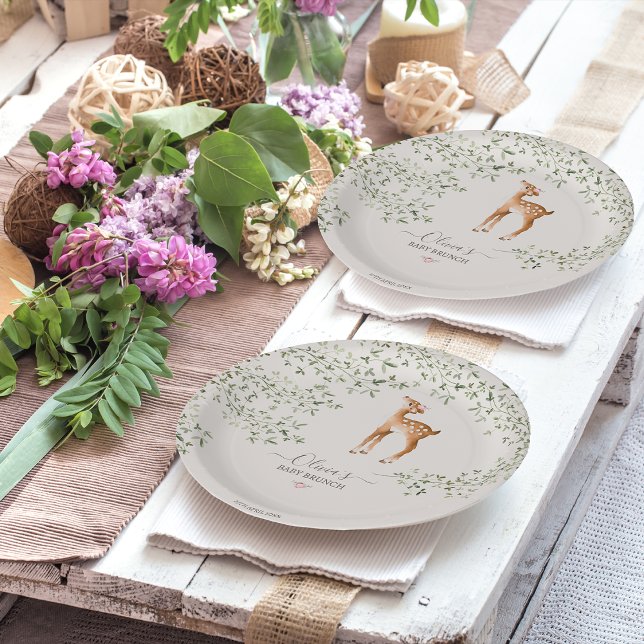 Woodland Deer Baby Dusche Pappteller (Von Creator hochgeladen)