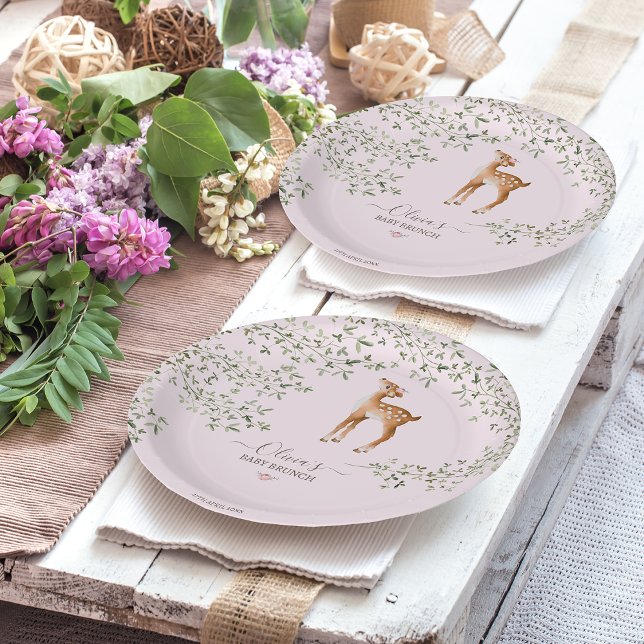 Woodland Deer Baby Dusche Pappteller (Von Creator hochgeladen)