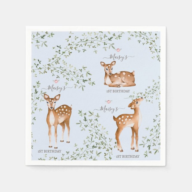 Woodland Deer Baby Dusche Serviette (Vorderseite)