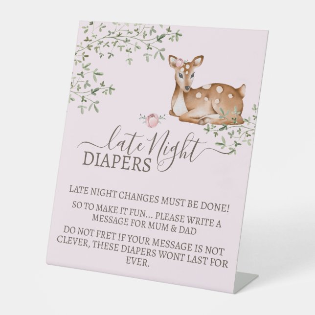 Woodland Deer Baby Dusche Sockelschild (Vorderseite)