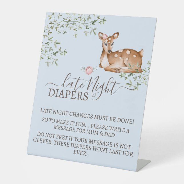 Woodland Deer Baby Dusche Sockelschild (Vorderseite)