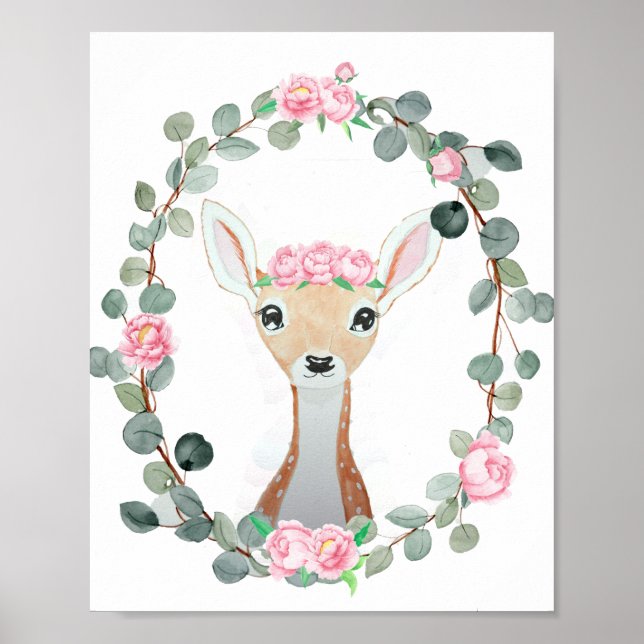 Woodland Deer Baby Girl Duft Poster (Vorne)