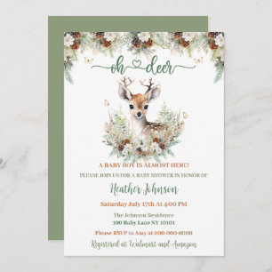Woodland Deer Baby Shower Boy Einladung