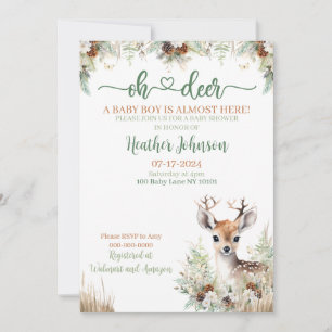 Woodland Deer Baby Shower Boy Einladung