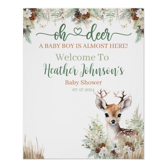 Woodland Deer Baby Shower Boy Poster (Vorderseite)