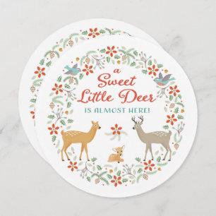 Woodland Deer Baby Shower Einladung
