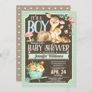 Woodland Deer Baby Shower Einladung Junge