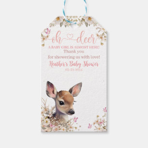 Woodland Deer Baby Shower Girl Geschenkanhänger