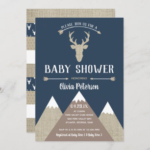 Woodland Deer Baby Shower Invasion, Burlap Einladung