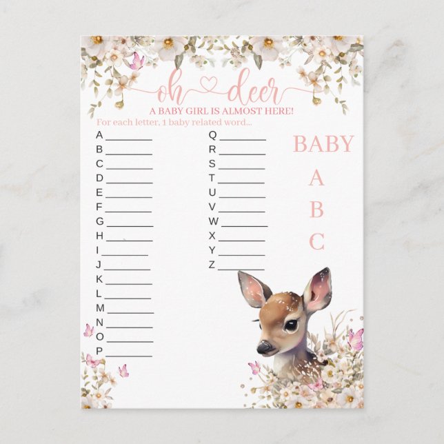 Woodland Deer Baby Showspiel Postkarte (Vorderseite)