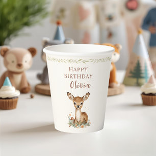 Woodland Deer Birthday   Rustikale Waldtiere Pappbecher
