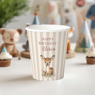 Woodland Deer Birthday   Rustikale Waldtiere Pappbecher