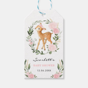 Woodland Deer Blush Blumengrün Gold Baby Fawn Geschenkanhänger