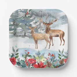 Woodland Deer Christmas Pappteller