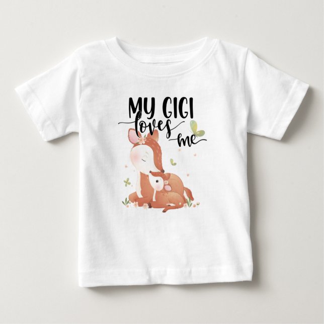 Woodland Deer Doe and Baby Fawn My Gigi Lieben Baby T-shirt (Vorderseite)