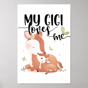 Woodland Deer Doe and Baby Fawn My Gigi Lieben Poster
