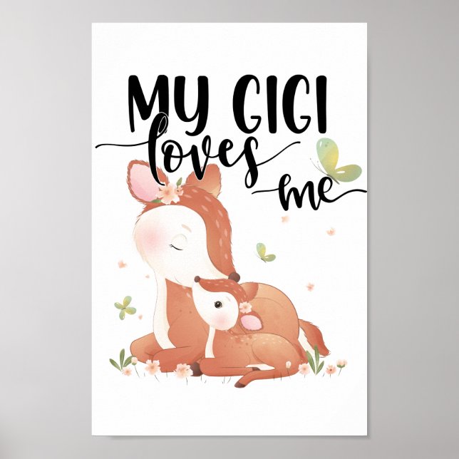 Woodland Deer Doe and Baby Fawn My Gigi Lieben Poster (Vorne)