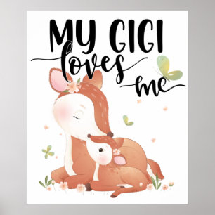 Woodland Deer Doe and Baby Fawn My Gigi Lieben Poster