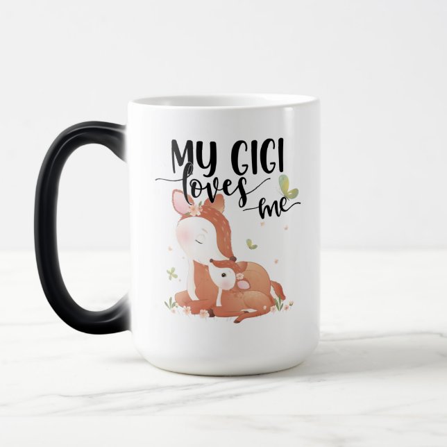Woodland Deer Doe and Baby Fawn My Gigi Lieben Verwandlungstasse (Links)