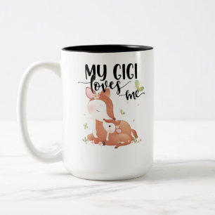 Woodland Deer Doe and Baby Fawn My Gigi Lieben Zweifarbige Tasse