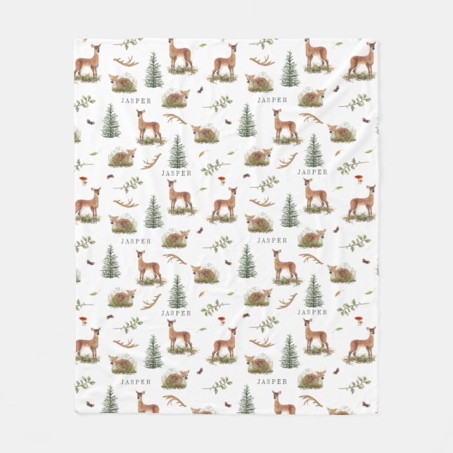 Woodland Deer Fawn Pattern Name Fleecedecke (Vorderseite)