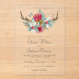 Woodland Deer Floral Antler Winter Wedding Acryleinladungen