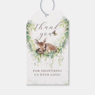 Woodland Deer Forest Greenery Baby Boy Shower Geschenkanhänger