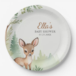 Woodland Deer Forest Neutral Baby Shower Party Pappteller