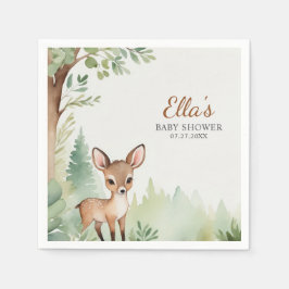 Woodland Deer Forest Neutral Baby Shower Party Serviette
