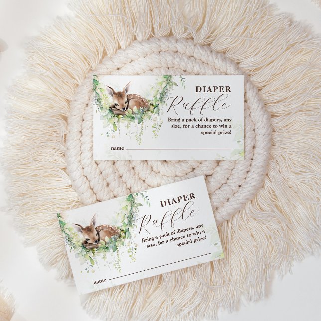 Woodland Deer Greenery Baby Boy Shower Diaper Begleitkarte (Von Creator hochgeladen)