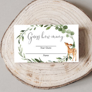 Woodland Deer Guess wieviele Babyduschkarten Begleitkarte