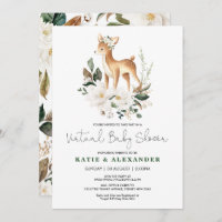 Woodland Deer Ivory Bloral Virtual Baby Dusche