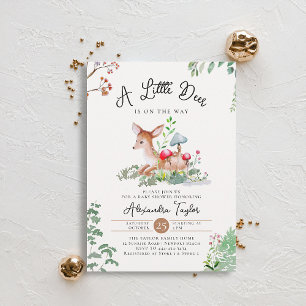 Woodland Deer Mushrooms Grüne Magic Baby Dusche Einladung