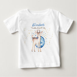 Woodland Deer Twinkle Stars Baby NAME Geschenk Blu T-shirt