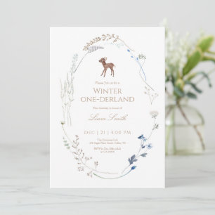 Woodland Deer Winter Onederland Einladung zum Gebu