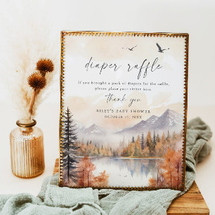 Woodland Diaper Raffle Sign Fall Babydusche Junge Poster