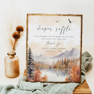 Woodland Diaper Raffle Sign Fall Babydusche Junge Poster
