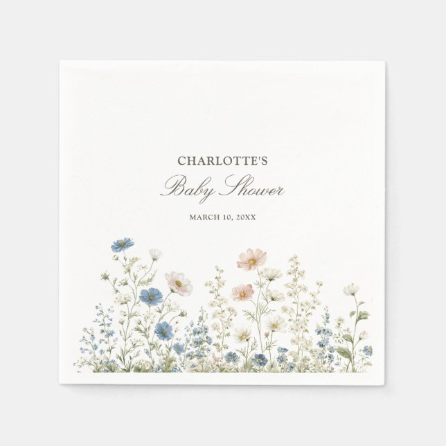 Woodland Dreams Floral Cottage Baby Shower Serviette (Vorderseite)