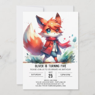 Woodland Editable Fox Birthday Einladung