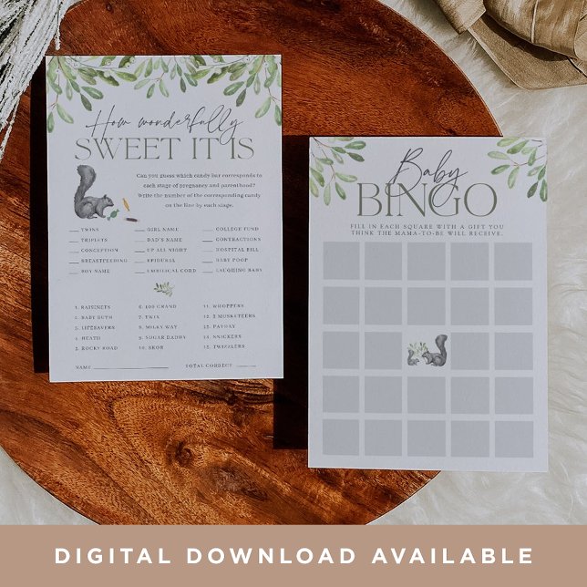 Woodland Eichhörnchen Doppel Baby Duschkarte Einladung (Von Creator hochgeladen)