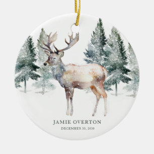 Woodland - Erste Weihnachtszeit mit Foto Keramik Ornament