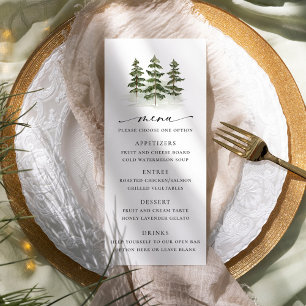 Woodland Evergreen Wedding Menu Werbekarte