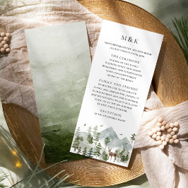 Woodland Evergreen Wedding Program Card Werbekarte