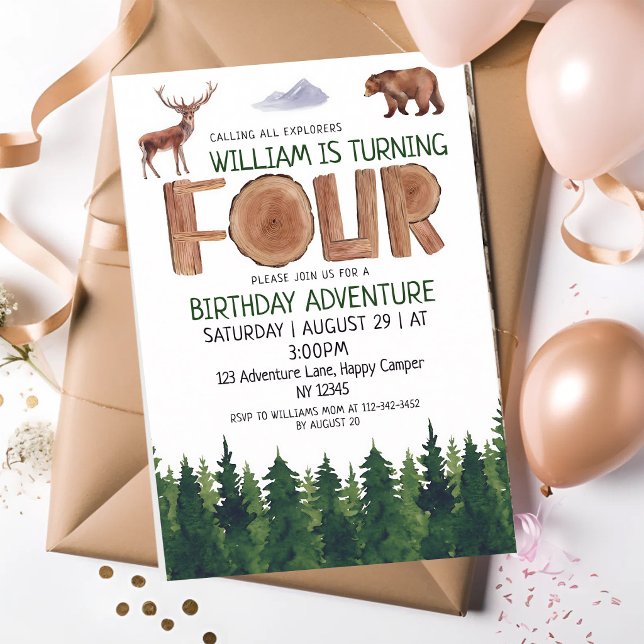 Woodland Explorer 4. Geburtstag Einladung (Von Creator hochgeladen)