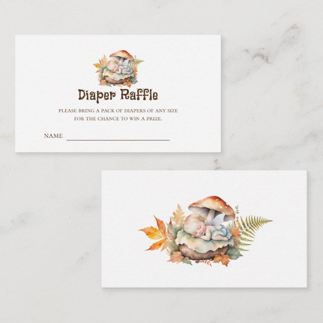 Woodland Fairy Baby Dusche Windeln Raffel Tickets Begleitkarte (Vorne/Hinten)