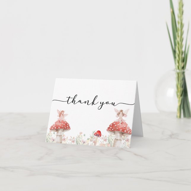 Woodland Fairy Mushroom Danke Karte (Vorderseite)