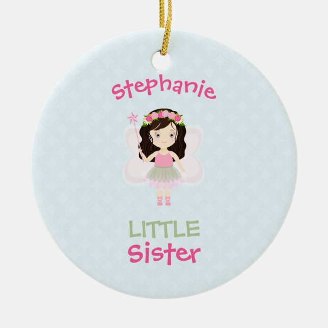 Woodland Fairy Princess Little Sister Keramik Ornament (Vorne)