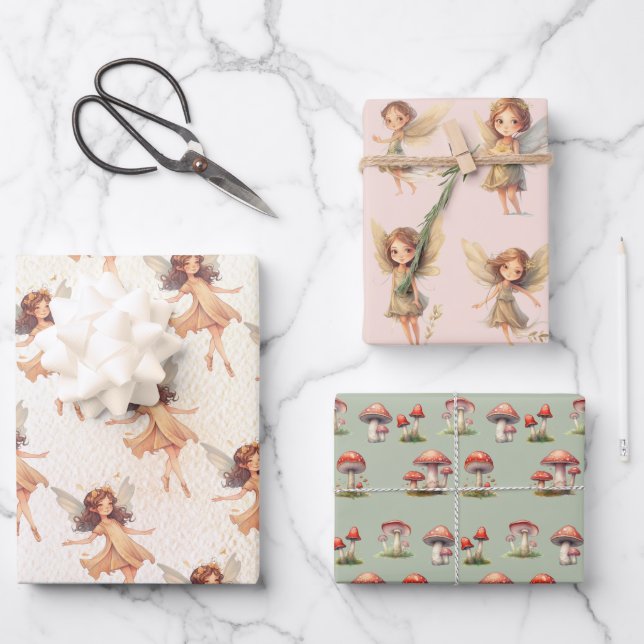 Woodland Fairy Princess Toadstool Geschenkpapier Set (Vorderseite)