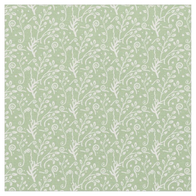 Woodland Fairytale Fern Swirl Baby Girl Nursery Stoff (Nahaufnahme)