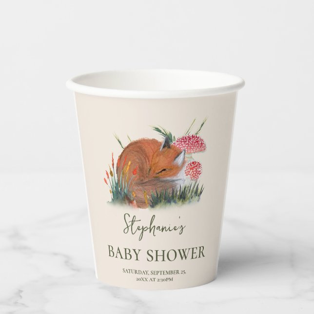 Woodland Fall Baby Dusche | HÜTTE Pappbecher (Vorderseite)